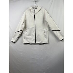 Under Armour Full Zip Hoodie Mens Large White Grid Texture Athleisure Excellent